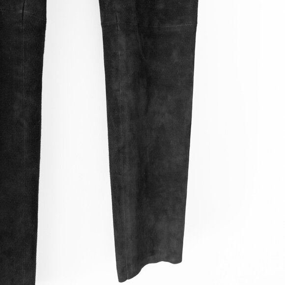 Joseph $1200 Slim Fit Suede Leggings 100% Lambskin with Stretch in Black - Picture 9 of 14